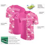 Personalized Pink White 3D Pattern Design Tropical Palm Leaves And Famingo Performance T-Shirt Team Custom Name and Number