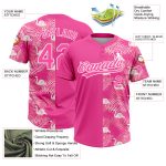 Personalized Pink White 3D Pattern Tropical Palm Leaves And Famingo Two-Button Unisex Softball Jersey Team Custom Name and Number