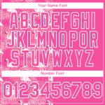 Personalized Pink White 3D Pattern Tropical Palm Leaves And Famingo Two-Button Unisex Softball Jersey Team Custom Name and Number
