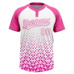 Personalized Pink White 3D Pattern Two-Button Unisex Softball Jersey