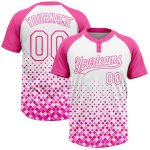 Personalized Pink White 3D Pattern Two-Button Unisex Softball Jersey