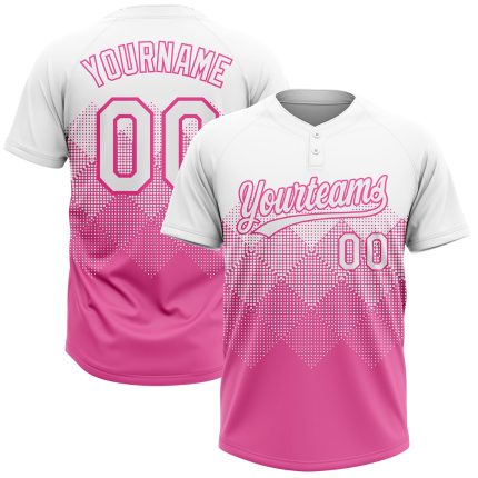 Personalized Pink White 3D Pattern Two-Button Unisex Softball Jersey Team Custom Name and Number