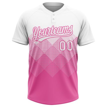 Personalized Pink White 3D Pattern Two-Button Unisex Softball Jersey Team Custom Name and Number