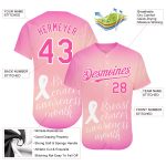 Personalized Pink White 3D Pink Ribbon Breast Cancer Awareness Month Women Health Care Support Authentic Baseball Jersey