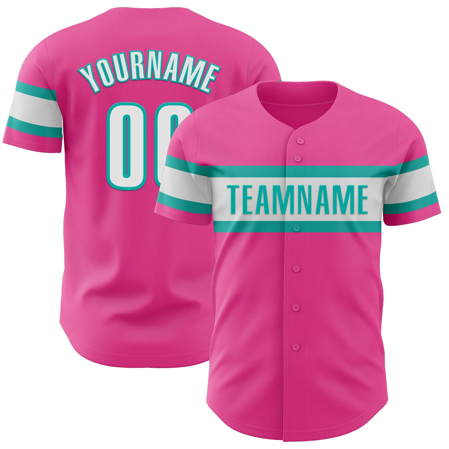 Personalized Pink White-Aqua Authentic Baseball Jersey Team Custom Name and Number