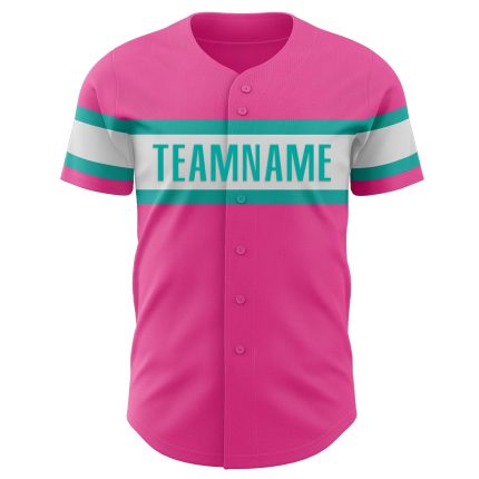 Personalized Pink White-Aqua Authentic Baseball Jersey Team Custom Name and Number