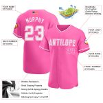 Personalized Pink White Authentic American Flag Fashion Baseball Jersey Team Custom Name and Number