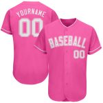 Personalized Pink White Authentic Baseball Jersey