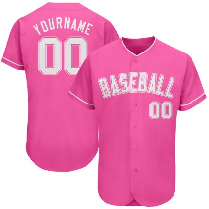 Personalized Pink White Authentic Baseball Jersey