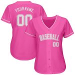 Personalized Pink White Authentic Baseball Jersey
