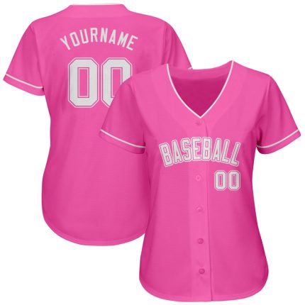 Personalized Pink White Authentic Baseball Jersey
