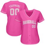 Personalized Pink White Authentic Baseball Jersey Team Custom Name and Number