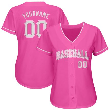 Personalized Pink White Authentic Baseball Jersey Team Custom Name and Number