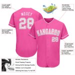 Personalized Pink White Authentic Baseball Jersey
