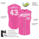 Personalized Pink White Authentic Sleeveless Baseball Jersey Team Custom Name and Number