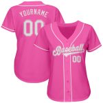Personalized Pink White Authentic Softball Jersey Team Custom Name and Number