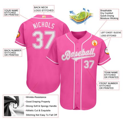 Personalized Pink White Authentic Softball Jersey Team Custom Name and Number