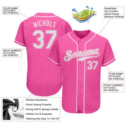Personalized Pink White Authentic Softball Jersey