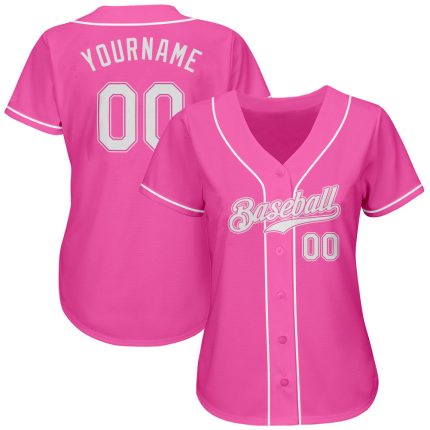 Personalized Pink White Authentic Softball Jersey