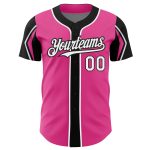 Personalized Pink White-Black 3 Colors Arm Shapes Authentic Baseball Jersey Team Custom Name and Number