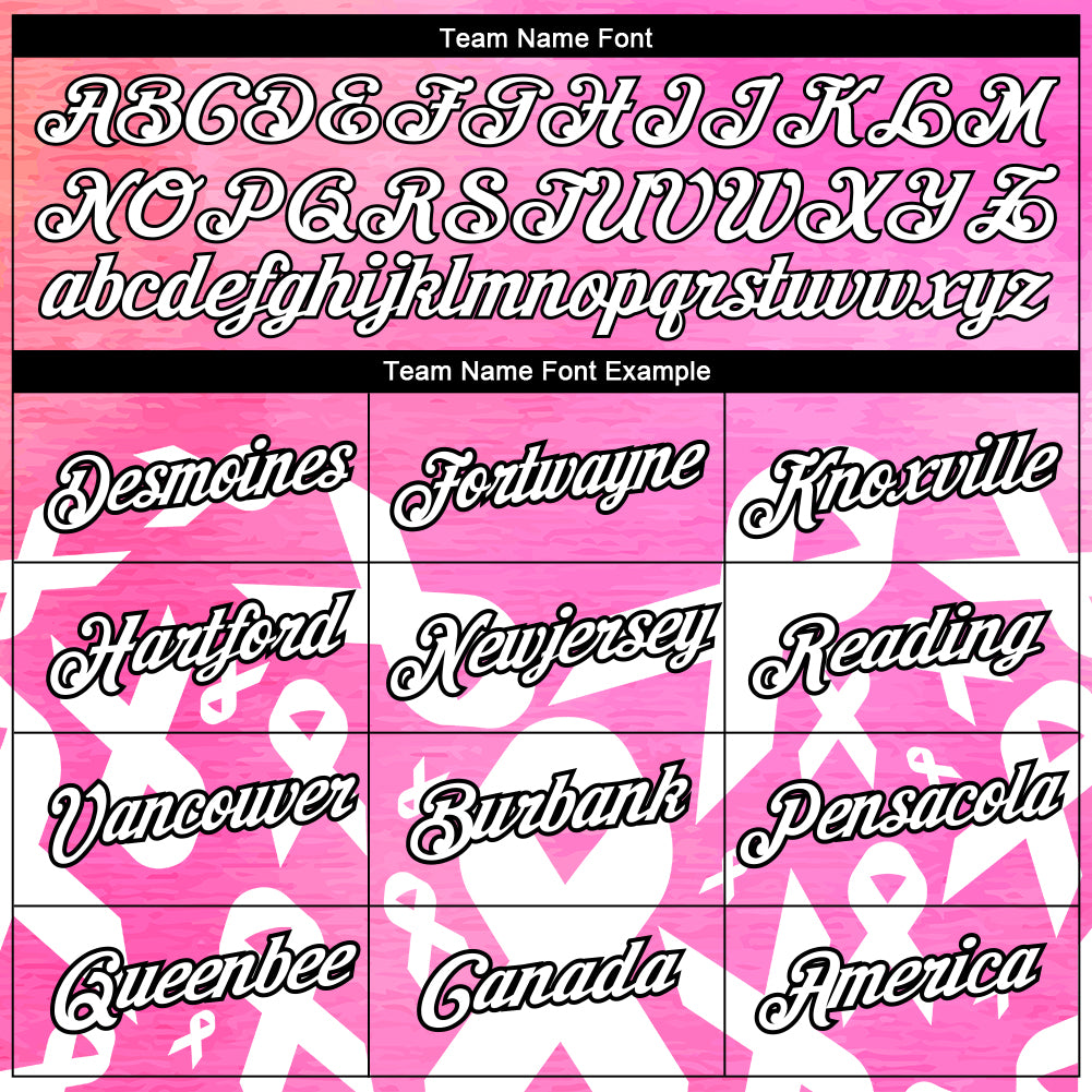 Personalized Pink White-Black 3D Pink Ribbon Breast Cancer Performance T-Shirt Team Custom Name and Number Personalized Pink White-Black 3D Pink Ribbon Breast Cancer Performance T-Shirt Team Custom Name and Number - Image 3
