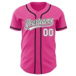 Personalized Pink White-Black Authentic Baseball Jersey