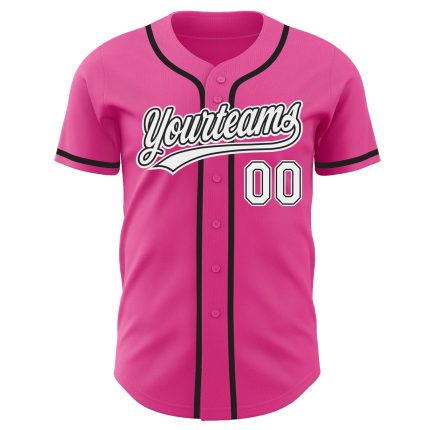 Personalized Pink White-Black Authentic Baseball Jersey