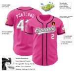 Personalized Pink White-Black Authentic Baseball Jersey