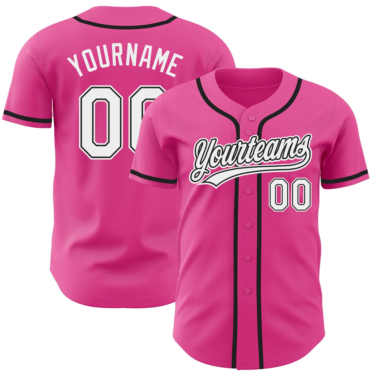 Personalized Pink White-Black Authentic Baseball Jersey