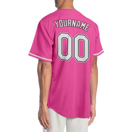 Personalized Pink White-Black Authentic Baseball Jersey Team Custom Name and Number