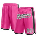 Personalized Pink White-Black Authentic Basketball Shorts Team Custom Name and Number