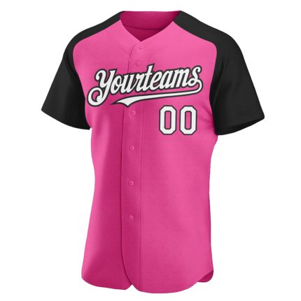 Personalized Pink White-Black Authentic Raglan Sleeves Baseball Jersey Team Custom Name and Number
