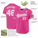Personalized Pink White-Black Authentic Throwback Baseball Jersey Team Custom Name and Number