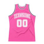 Personalized Pink White-Black Authentic Throwback Basketball Jersey Team Custom Name and Number