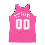 Personalized Pink White-Black Authentic Throwback Basketball Jersey Team Custom Name and Number