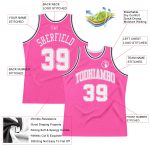 Personalized Pink White-Black Authentic Throwback Basketball Jersey Team Custom Name and Number