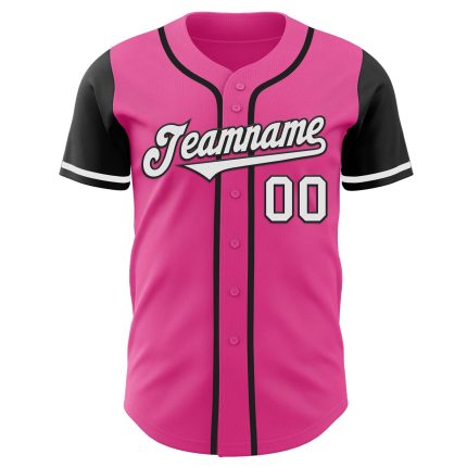 Personalized Pink White-Black Authentic Two Tone Baseball Jersey Team Custom Name and Number
