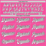 Personalized Pink White-Black Bomber Full-Snap Varsity Letterman Jacket Team Custom Name and Number
