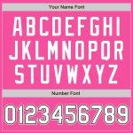 Personalized Pink White-Black Bomber Full-Snap Varsity Letterman Jacket Team Custom Name and Number