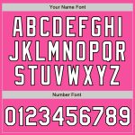 Personalized Pink White-Black Bomber Full-Snap Varsity Letterman Two Tone Jacket Team Custom Name and Number