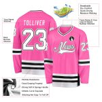 Personalized Pink White-Black Hockey Jersey Team Custom Name and Number