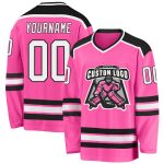 Personalized Pink White-Black Hockey Jersey