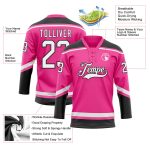 Personalized Pink White-Black Hockey Lace Neck Jersey Team Custom Name and Number