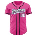 Personalized Pink White Black-Light Blue Authentic Baseball Jersey Team Custom Name and Number