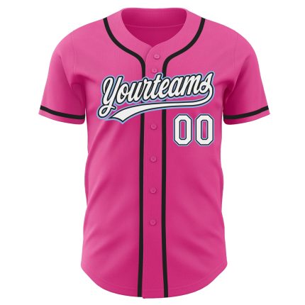Personalized Pink White Black-Light Blue Authentic Baseball Jersey Team Custom Name and Number