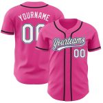 Personalized Pink White Black-Light Blue Authentic Baseball Jersey Team Custom Name and Number