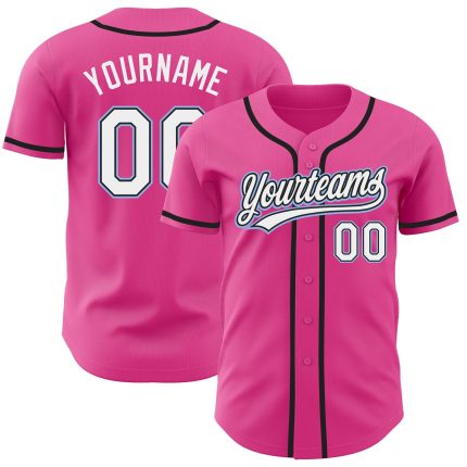 Personalized Pink White Black-Light Blue Authentic Baseball Jersey Team Custom Name and Number