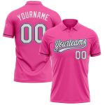Personalized Pink White Black-Light Blue Performance Vapor Golf Polo Shirt Team Custom Name and Number