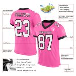 Personalized Pink White-Black Mesh Authentic Football Jersey Team Custom Name and Number