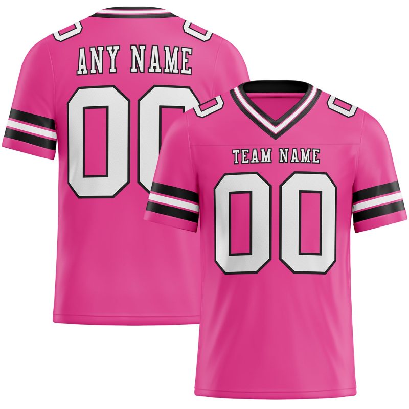 Personalized Pink White-Black Mesh Authentic Football Jersey
